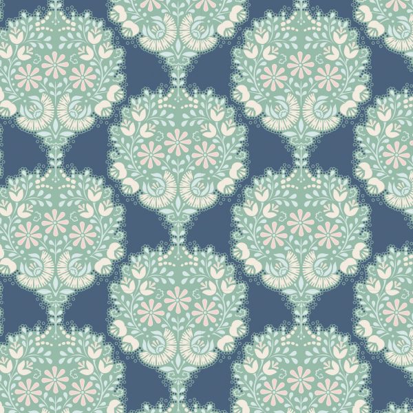 TELA TILDA HARVEST - FLOWER TREE BLUE